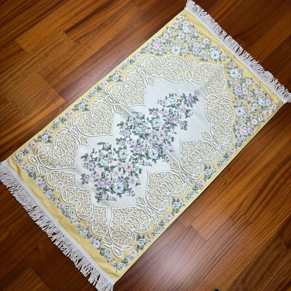 Goblen Desenli Saten Dokuma Seccade Sarı