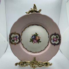 El Boyaması Gülfem Pasta-Tatlı Tabağı (mavi) pembe