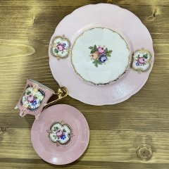 El Boyaması Gülfem Pasta-Tatlı Tabağı (yeşil) pembe