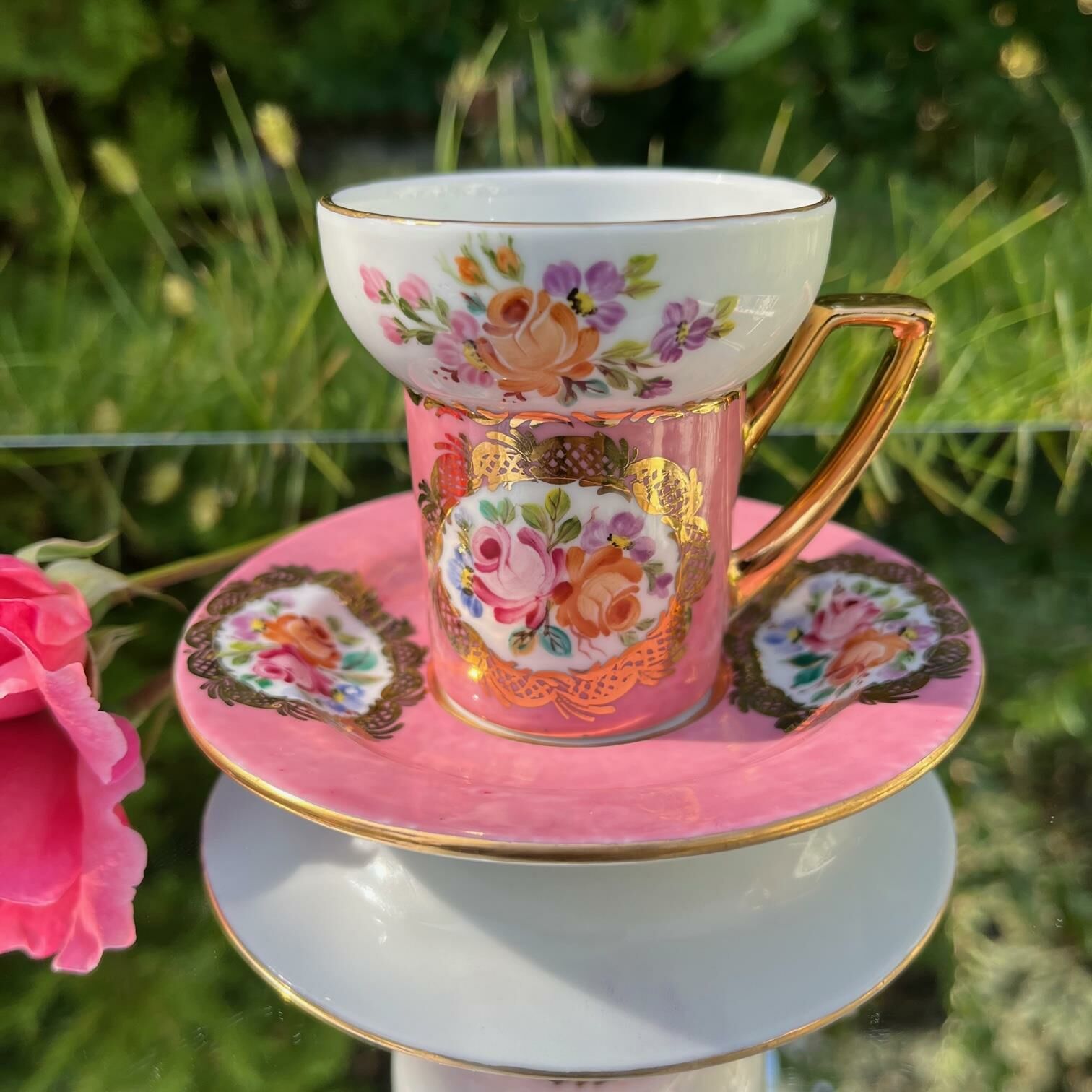 El Boyaması Zehra Fincan Somon Pembe