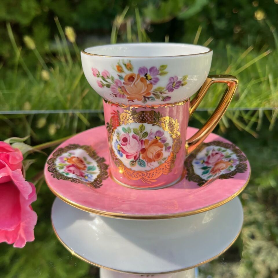 El Boyaması Zehra Fincan Somon Pembe