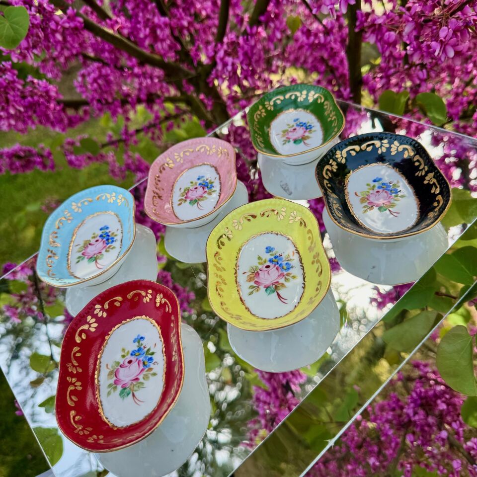El Boyaması Oval Mini Reçellik/Çerezlik Siyah